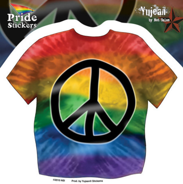 YUJEAN TIE DYE GAY PRIDE PEACE SHIRT STICKER