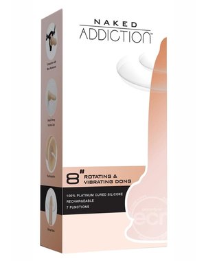 BMS PRODUCT NAKED ADDICTION VIBRATING & ROTATING DONG 8" VANILLA