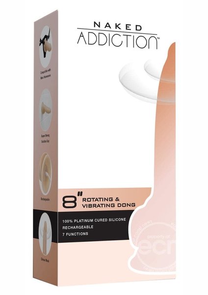 BMS PRODUCT NAKED ADDICTION VIBRATING & ROTATING DONG 8" VANILLA