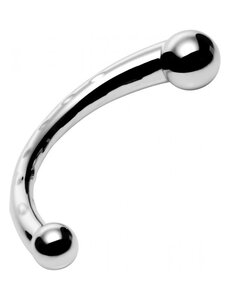 XR Brands MASTER SERIES THE CHROME CRESCENT CURVY STEEL DUAL ENDED