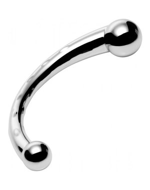 XR Brands MASTER SERIES THE CHROME CRESCENT CURVY STEEL DUAL ENDED