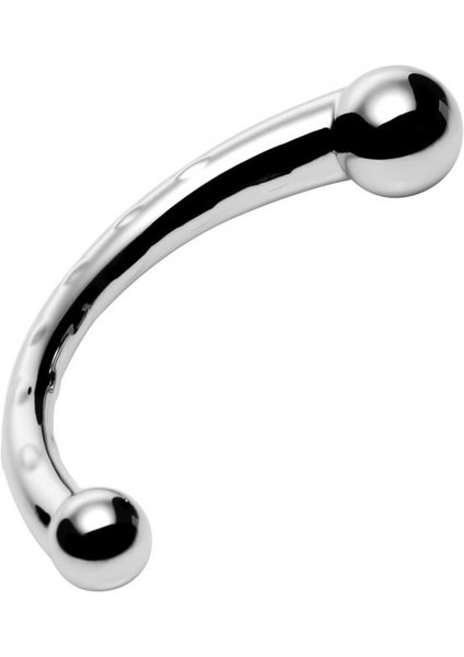XR Brands MASTER SERIES THE CHROME CRESCENT CURVY STEEL DUAL ENDED