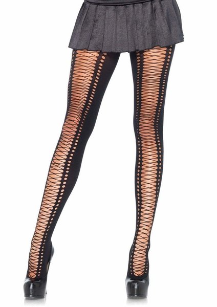 LEG AVENUE LEG AVENUE MEG CROCHET LACE UP TIGHTS