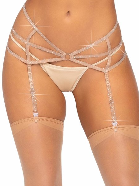 LEG AVENUE STRAPPY RHINESTONE GARTER BELT