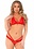 LEG AVENUE STRAPPY HALTER BRA SET RED