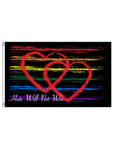RAINBOW HATE WILL NOT WIN FLAG  3' X 5' POLYESTER