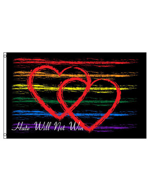 RAINBOW HATE WILL NOT WIN FLAG  3' X 5' POLYESTER
