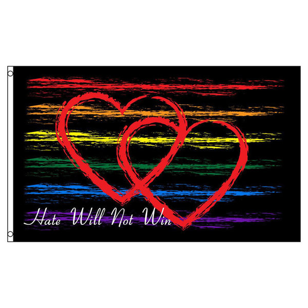 RAINBOW HATE WILL NOT WIN FLAG  3' X 5' POLYESTER