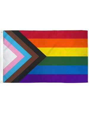RAINBOW PROGRESS PRIDE FLAG POLYESTER
