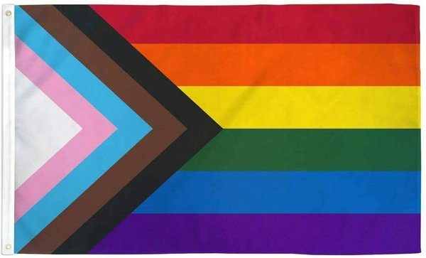 RAINBOW PROGRESS PRIDE FLAG POLYESTER
