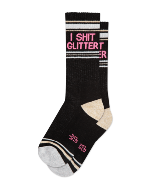 GUMBALL POODLE GUMBALL POODLE I SHIT GLITTER RIBBED GYM SOCKS