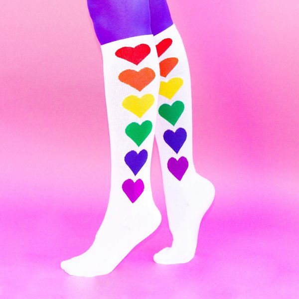 GUMBALL POODLE GUMBALL POODLE RAINBOW HEARTS KNEE HIGH SOCKS