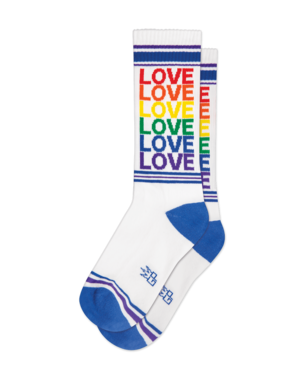 GUMBALL POODLE GUMBALL POODLE LOVE RAINBOW RIBBED GYM SOCKS