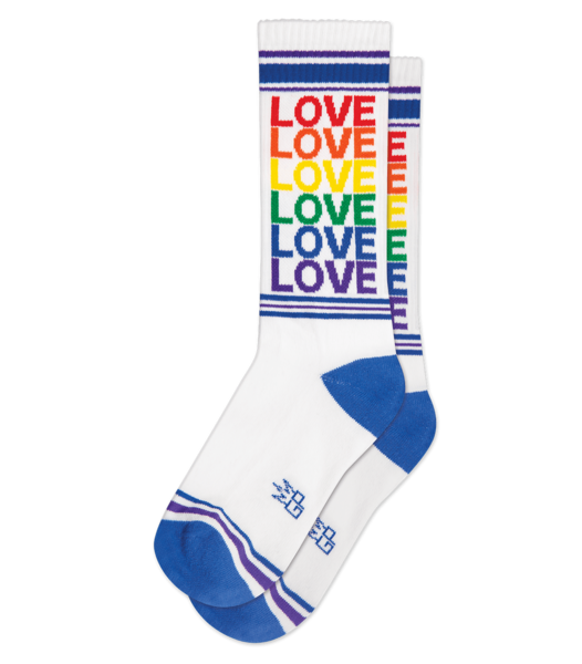 GUMBALL POODLE GUMBALL POODLE LOVE RAINBOW RIBBED GYM SOCKS
