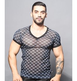 ANDREW CHRISTIAN ANDREW CHRISTIAN BARBED WIRE SHEER DEEP V NECK