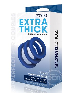 ZOLO ZOLO EXTRA THICK SILICONE COCK RINGS 3 PACK NAVY