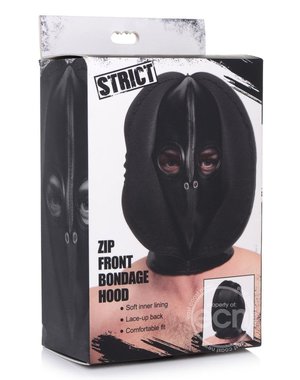 XR Brands STRICT ZIP FRONT BONDAGE HOOD BLACK
