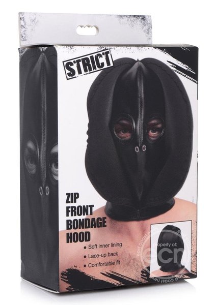 XR Brands STRICT ZIP FRONT BONDAGE HOOD BLACK