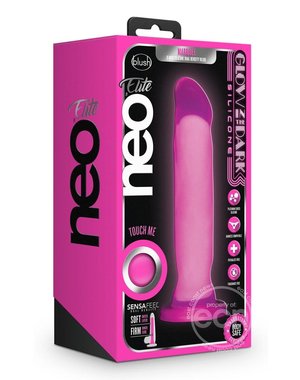 BLUSH NOVELTIES NEO ELITE GITD MARQUEE DILDO 8" PINK