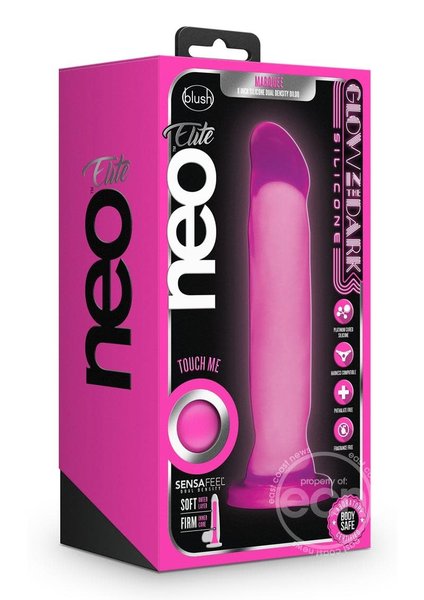 BLUSH NOVELTIES NEO ELITE GITD MARQUEE DILDO 8" PINK