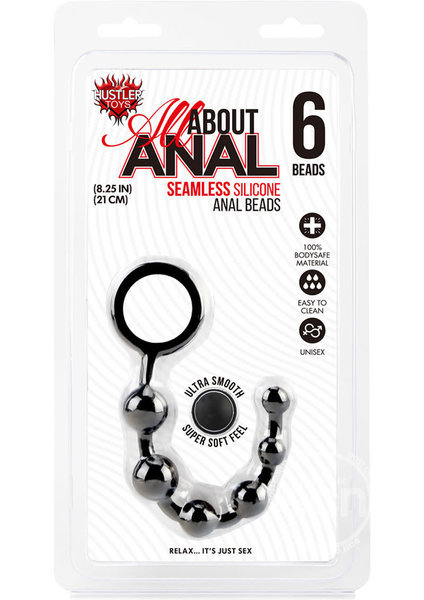 HUSTLER HUSTLER ANAL BEADS 6 BALL BLK SILICONE