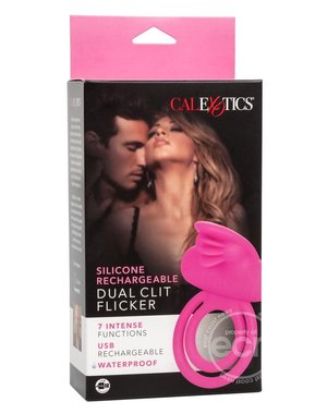 CalExotics SILICONE RECHARGEABLE DUAL CLIT VIBRATING COCK RING