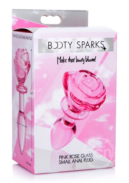 XR Brands BOOTY SPARKS PINK ROSE GLASS SMALL
