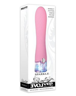 EVOLVED NOVELTIES Sparkle Silicone LED Light Vibrator USB Rechargeable Waterproof Pink 7 Inches
