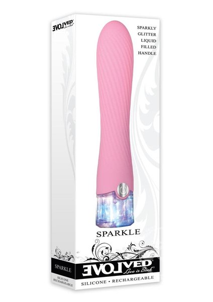EVOLVED NOVELTIES Sparkle Silicone LED Light Vibrator USB Rechargeable Waterproof Pink 7 Inches