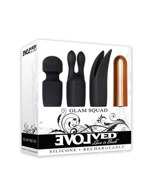 EVOLVED NOVELTIES EVOLVED GLAM SQUAD RECHARGEABLE BULLET & 3 SILICONE SLEEVES  KIT
