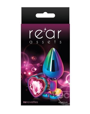 NS Novelties REAR ASSETS MULTICOLOR RAINBOW HEART PINK MEDIUM
