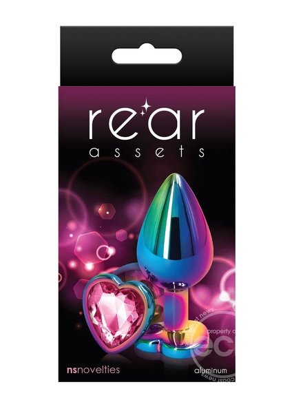 NS Novelties REAR ASSETS MULTICOLOR RAINBOW HEART PINK MEDIUM