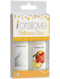 Doc Johnson ORALOVE DELICIOUS DUO LICKABLE PEACHES AND CREAM SET