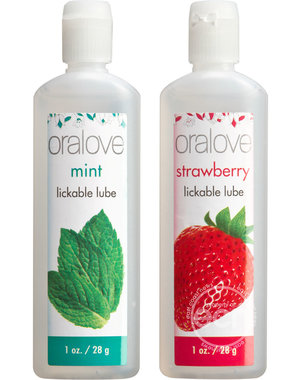 Doc Johnson ORALOVE DELICIOUS DUO LICKABLE STRAWBERRY MINT SET