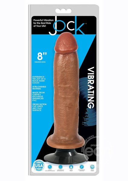 CURVE JOCK VIBRATING DONG 8" CARAMEL