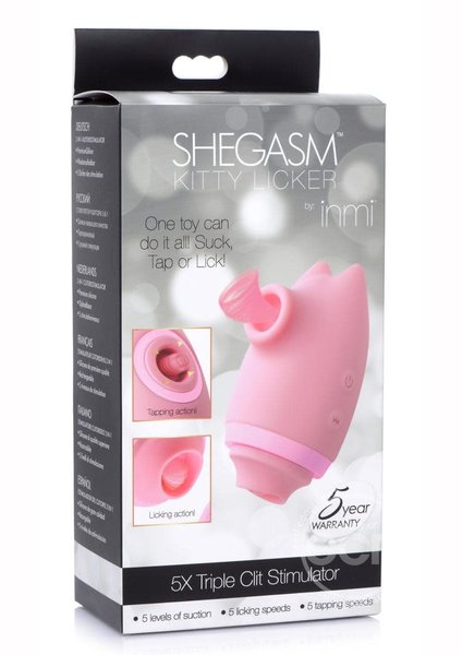 CalExotics INMI SHEGASM KITTY LICKER 5X SILICONE RECHARGEABLE CLIT STIMULATOR