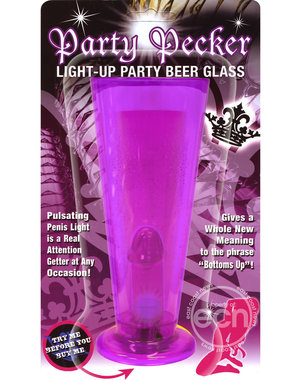 Hott Products PARTY PECKER LIGHT UP PARTY BEER GLASS PURPLE