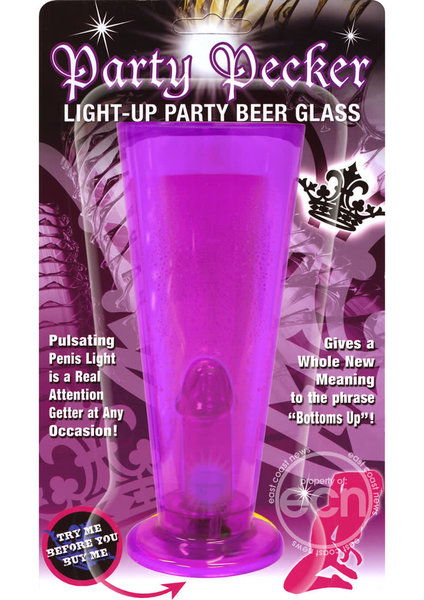 Hott Products PARTY PECKER LIGHT UP PARTY BEER GLASS PURPLE