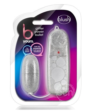 BLUSH NOVELTIES B YOURS GLITTER POWER BULLET VIBRATOR SILVER