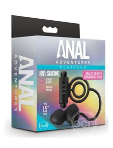 BLUSH NOVELTIES ANAL ADVENTURE PLATINUM SILICONE ANAL PLUG W/ VIBRATING COCK RING