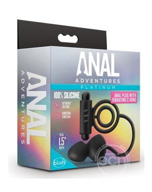 BLUSH NOVELTIES ANAL ADVENTURE PLATINUM SILICONE ANAL PLUG W/ VIBRATING COCK RING