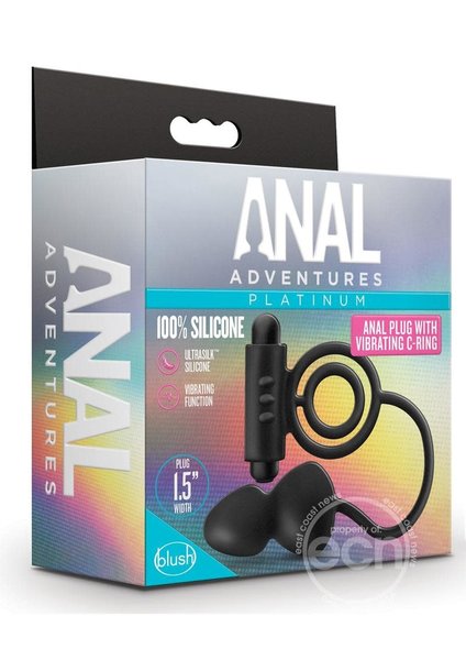 BLUSH NOVELTIES ANAL ADVENTURE PLATINUM SILICONE ANAL PLUG W/ VIBRATING COCK RING