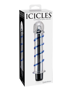 PIPEDREAM PRODUCTS ICICLES # 20 7.5" GLASS BLUE SWIRL