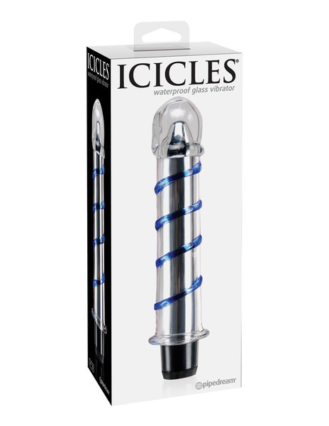PIPEDREAM PRODUCTS ICICLES # 20 7.5" GLASS BLUE SWIRL