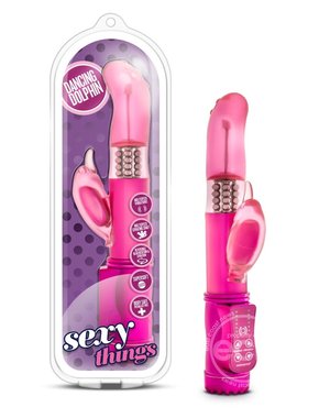 BLUSH NOVELTIES Sexy Things Dancing Dolphin Rabbit Vibrator - Fuchsia