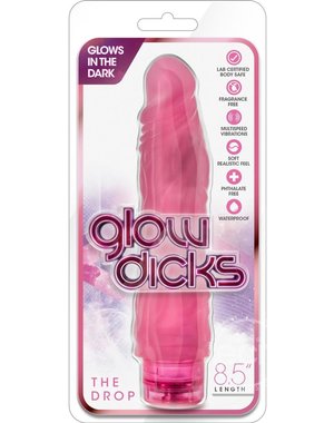 BLUSH NOVELTIES GLOW DICKS THE DROP VIBRATING  DILDO 8.5 inch PINK