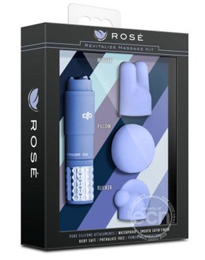 BLUSH NOVELTIES Rose Revitalize Massage Kit With Silicone Attachments - Periwinkle