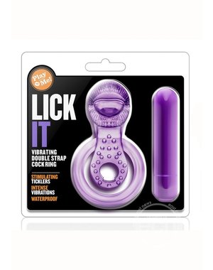 BLUSH NOVELTIES PLAY WITH ME LICK IT VIBRATING DOUBLE STRAP COCK RING