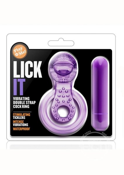 BLUSH NOVELTIES PLAY WITH ME LICK IT VIBRATING DOUBLE STRAP COCK RING