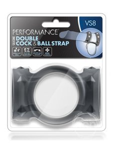 BLUSH NOVELTIES PERFORMANCE VS8 SILICONE DOUBLE COCK & BALL STRAP